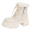 Thick Bottom Motorcycle Winter Boots Women Faux Fur Platform Plush Ankle Boots Woman Outdoor Non-Slip Warm Short Botas Mujer