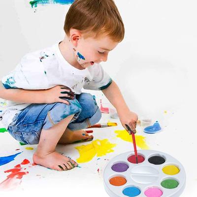 8 Farben Aquarellfarben-Set Rund Mit Wasserpinsel Stift Aquarellfarben-Palette Fest Tragbar Wasserfarben für Kinder