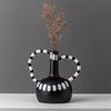 Elegant Black and White Striped Resin Vase for Home Decor