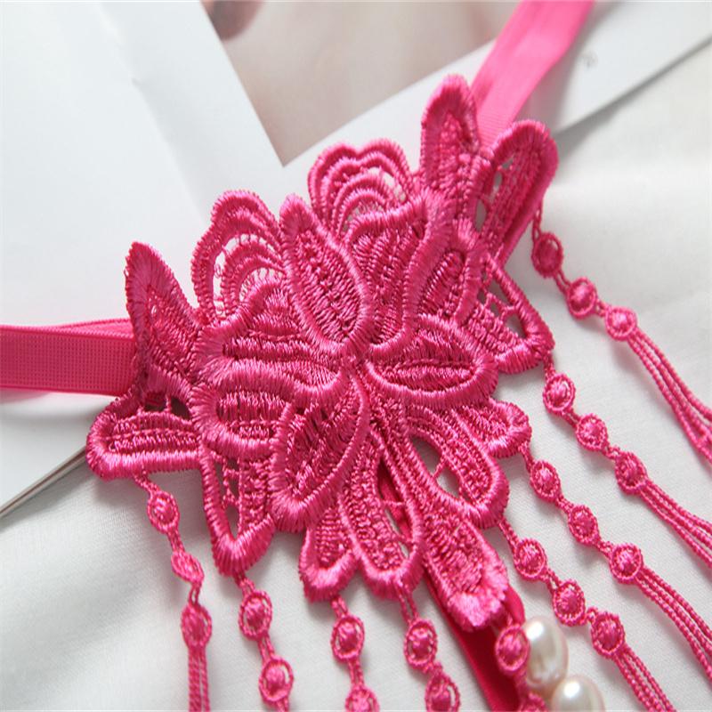 Women Sexy Panties Lace Breathable T-back Briefs Imitation Pearl Flower Embroidered Tassel Panties Temptation Intimates