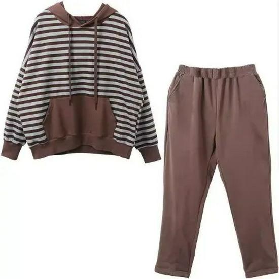 Women's Plus-Size Two-Piece Suit: Loose, Slimming, Belly-Covering Fashion for Autumn/Winter