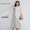 Summer "Su Mei Yan Xing" Modern Minimalist Style Jiangnan Fabric Sense Plain Color Sleeveless Ribbon Dress