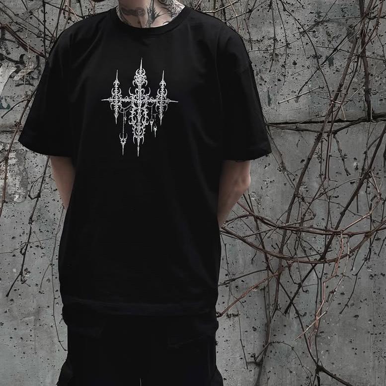 Y2K Dark Retro Skull Print Short Sleeve T-shirt