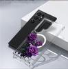 Purple Flower Magnetic Clear Case for iPhone 15/16/17 Pro Max - Full Coverage Protection
