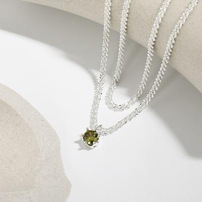 Collier Chenille Vent Froid Étoile Ciel Complet Minimaliste Outlets Diamant Vert Olive Mini Couronne Étincelant