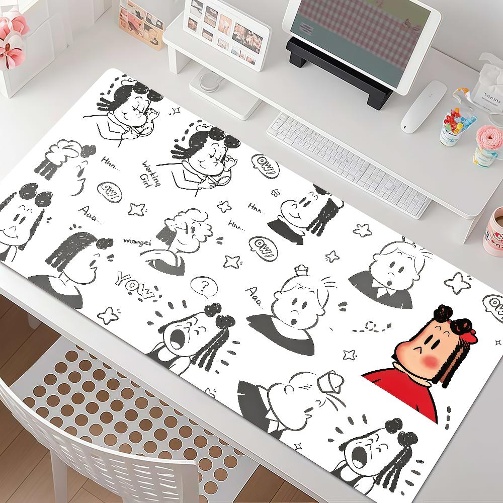 Cartoon The Little Lulu Show Mouse Pad Square Office Gaming Desk Mat Waterproof Non-Slip Rubber Decorative