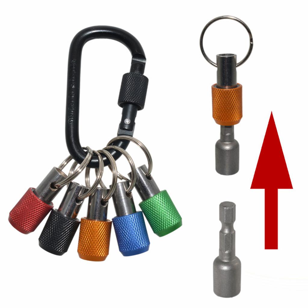 5pcs 1/4 Hex Shank Impact Drill Bit Keychain Quick Change Connect Holder Drill Screw Adapter Quick Release Extension Bar