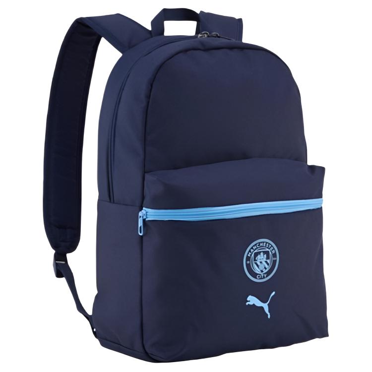 Puma Mcfc Ess Zipper Closure Fabric Backpack Unisex Backpack Navy-Blue Light-Blue 09165901 Marine Blue & Light Blue