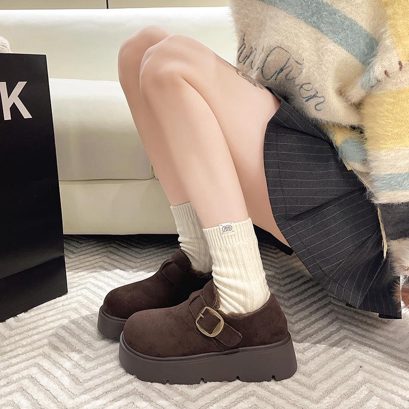 Women's soft elastic thick sole heightening winter fur one warm cold padded snow boots non-slip wear casual sports short cotton boots