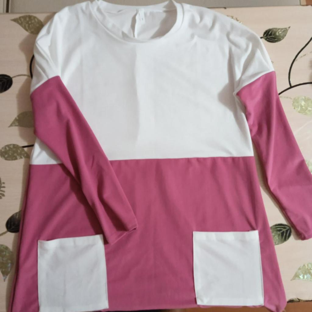 Women Fashion Color Matching Long Sleeve Casual Comfortable Pocket T-shirt Top