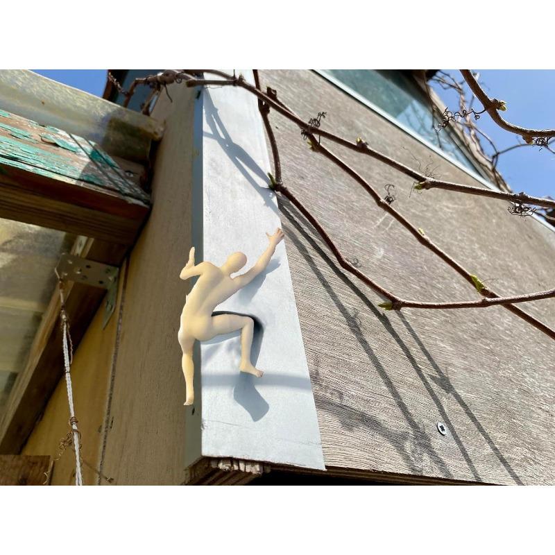 Figurka lezoucího muže, Moderní nástěnná dekorace do rohu dveří, 3D tištěná minimalistická socha, Motivační nástěnná dekorace pro domov, kancelář, obývací pokoj