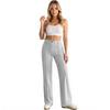 Straight Leg Pants Stretchy Button Business Casual Work Trousers Knit Elastic Waist Slacks