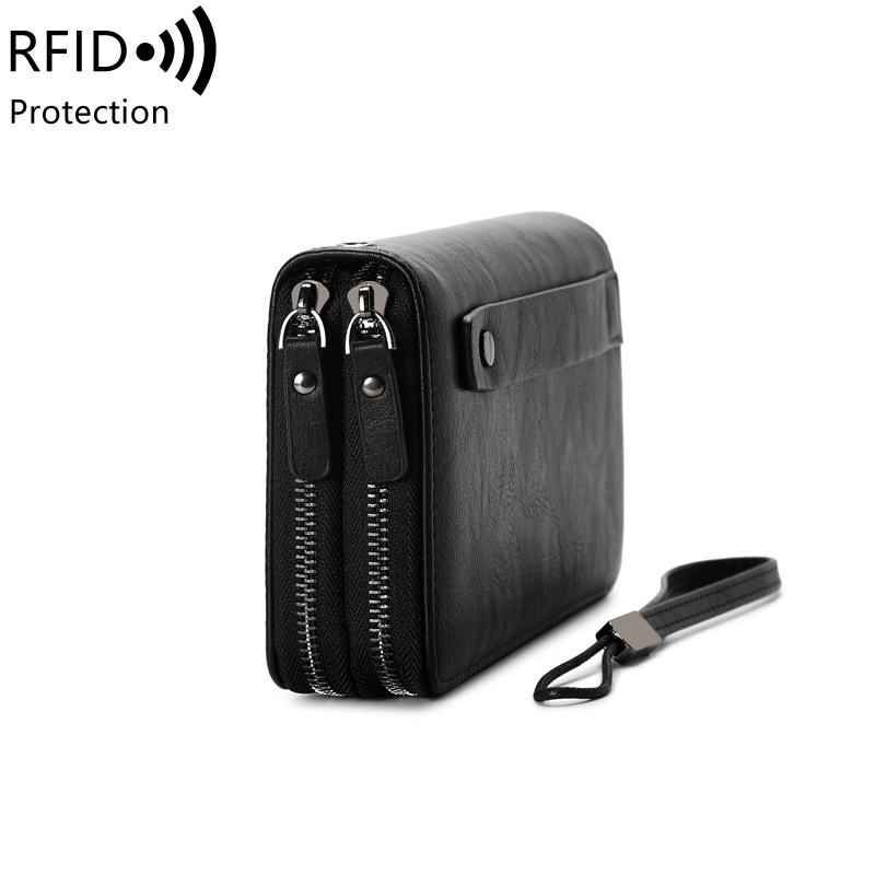 New Anti-theft Brush Men's Wallet Multi-functional Business Clutch Bag Large Capacity Double Pull Long Wallet