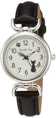[Arias] Analog Amalfidia Waterproof Leather Strap Cat White Dial WW20022A-156 Women's Black