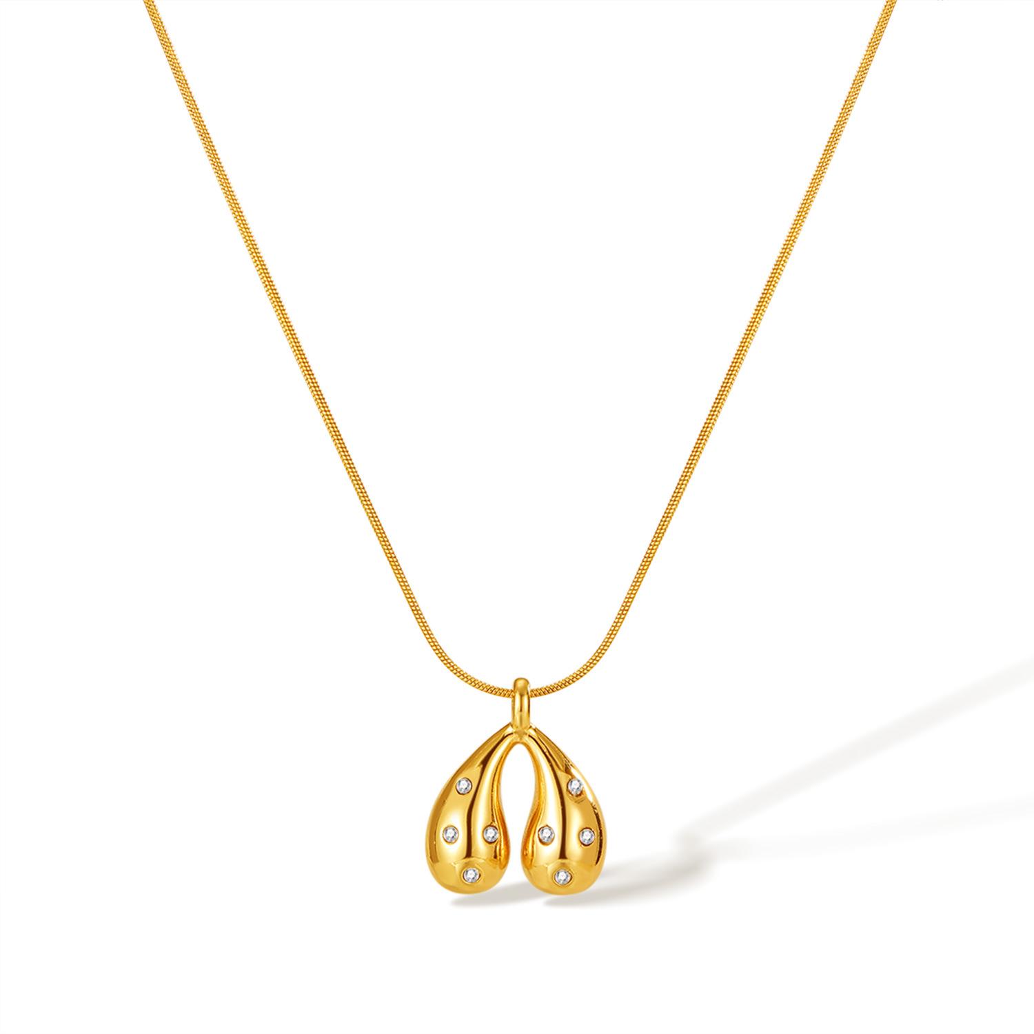 

Французское ретро ожерелье из циркона в форме капли: Женская простая цепочка из нержавеющей стали для ключицы