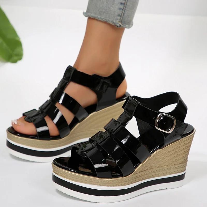 Fashion Shoes for Women Fashion Wedges Rome Sandals Hollow Out Thick Bottom Summer Sandles Woman Plus Size Platform Gladiator Sandals