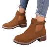 Autumn and Winter New European and American Cross-border Women's Martin Boots Elastic Belt Buckle Round Head Square Heel Medium Boots Women's Shoes