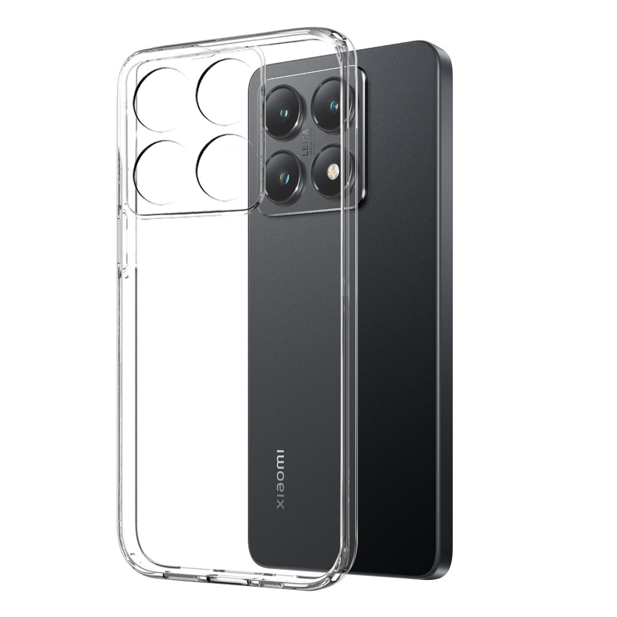 

For Xiaomi 14T Clear Case Soft TPU Phone Cover with Tempered Glass Screen Protector Style A
