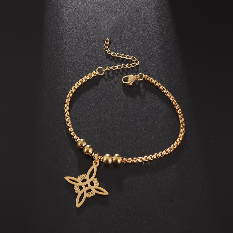 Hexerei Hexe Knoten Armband Damen Edelstahl Gliederkette Armband Irisch Keltischer Knoten Amulett Schmuck Geschenk