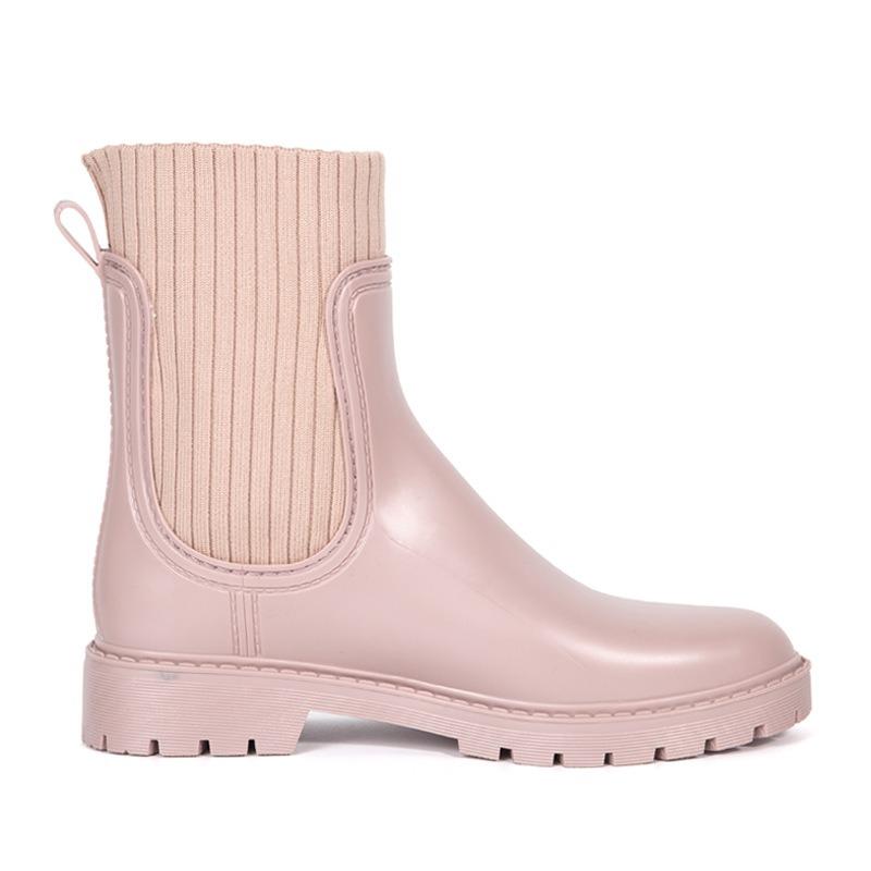 Rain Shoes Women's Pink Fashion Rain Shoes Boots Adult Water Boots Medium Tube Water Shoes Waterproof, Non-slip and Rain Boots Adult
