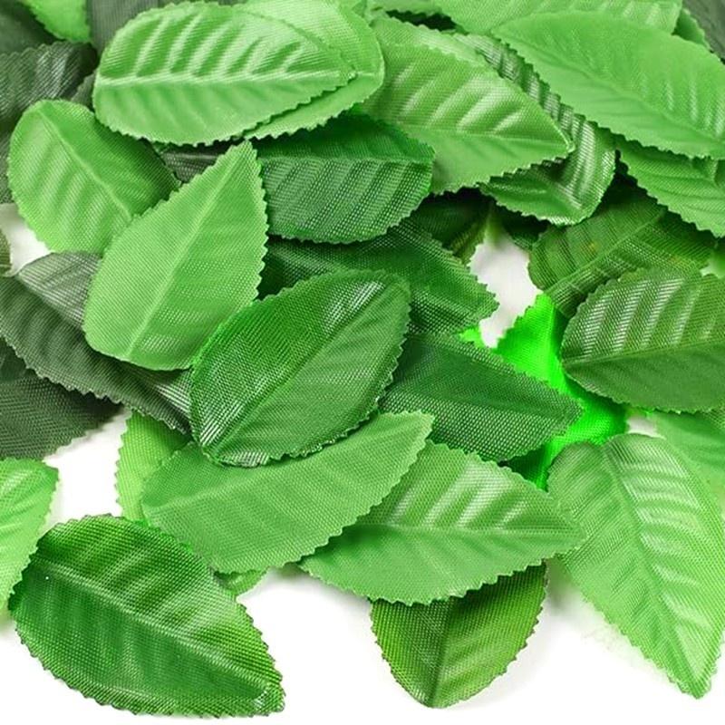 150Pcs Green Leaves Artificial Rose Leaves Fake Flower Head Faux Leaf for Scrapbooking Home Decor Wedding Garland Decoration