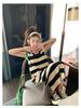 Women's Summer Striped Knitted Vest Dress with Tassel, Mid-Length, Slimming, Sleeveless Design
