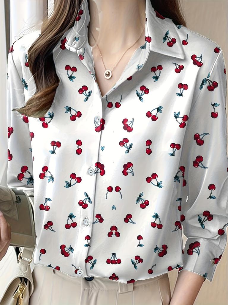 Women's Floral Printed Long Sleeve Blouse Fashion Tops Women's Elegant Blouse Tops Women's Commuter Office Clothing