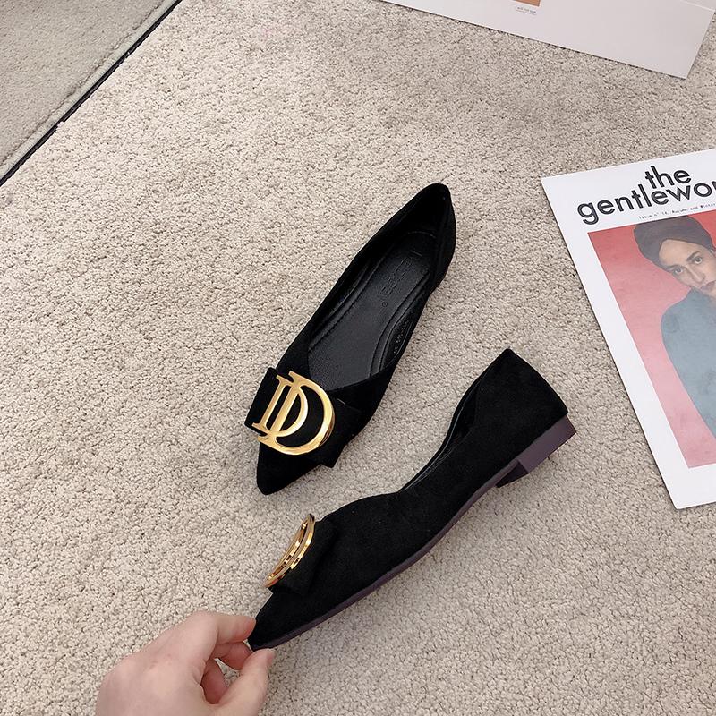 Fashion Pointed Flat Shoes for Women's New Boat Shoes Black Work Shoes Checkered Shallow Women Shoes Super Big Size 45 46 47 48 49 50