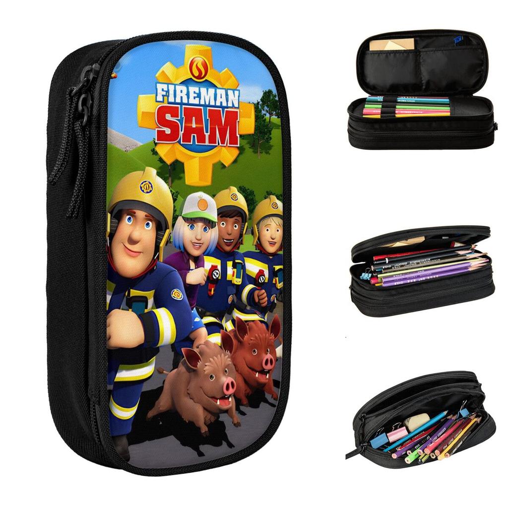 Creative Fireman Sam Pencil Case Firefighting Cartoon Pencilcases Pen for Student Pencil Bags School Supplies Gifts Stationery