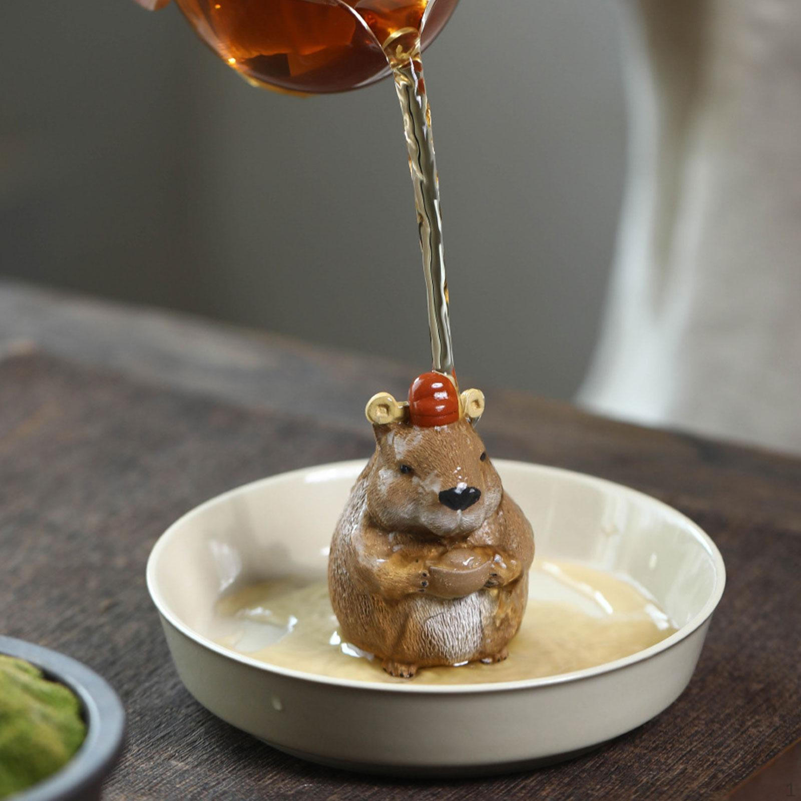 

Tea Pet Capybara Figurine Clay Decorative Miniature Tabletop Ornamen Animal Statue for Room Desk