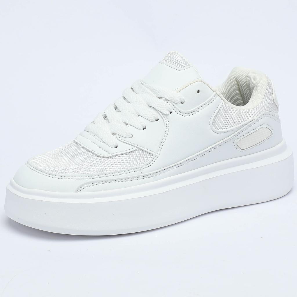 Unisex Women White Dad Shoes for Men Thick Sole Skateboard Chunky Sneakers Casual Vulcanized Shoes High Platform Lace Up White