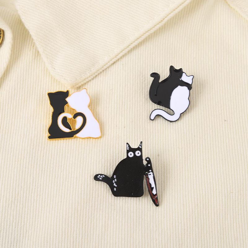 Adorable Cat Lapel Pin Premium Alloy Brooch For Couples And Single Cat Lovers