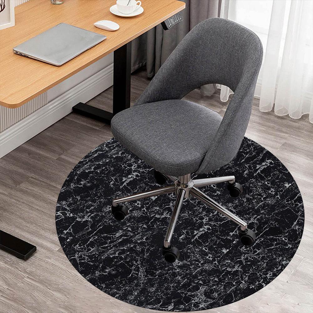 1pc Marble texture Round Chair mat Area Rug - Non-Slip, Floor Mat for Office, Bedroom, and Indoor Decor -1002111