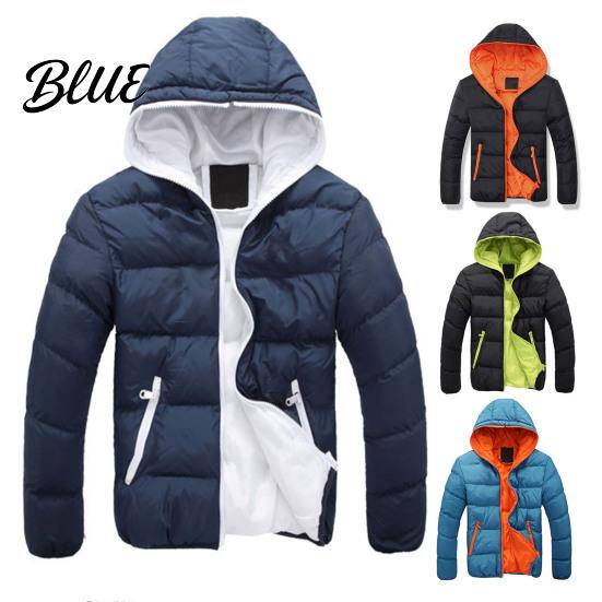 Waterproof Winter Down Men Padded Color Windproof Coat Contrast for Outdoor