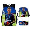 Sac à dos scolaire imprimé Messi pour étudiant Sac à dos Satchel C Luo pour Neymar Ensemble trois pièces