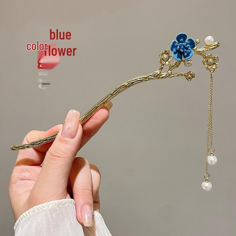 Ancient Chinese-Style Hanfu Hair Accessories: Elegant Updo Hairpins with Tassels for Women