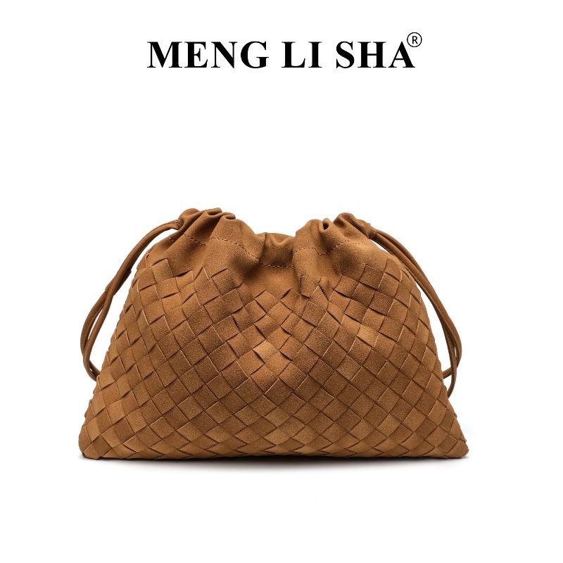 

New high-end single shoulder underarm dustbag woven pleated cloud women s bag portable drawstring garbage bag