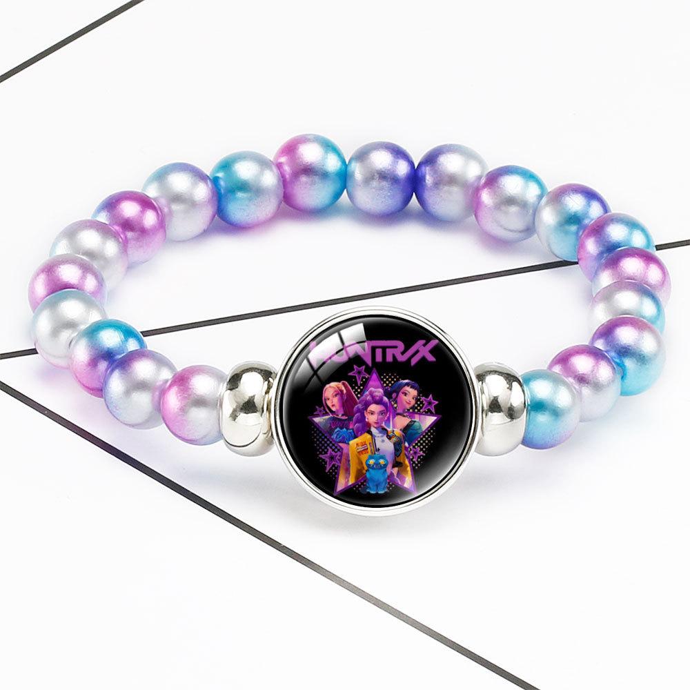 Gradual Change Beaded Bracelet Rumi Zoey Mira Embedded Crystal Bracelet Hidden Buckle Removable Elastic Jewelry