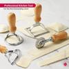 Ravioli Stempel Set, Ausstechformen mit Holzgriffen und geriffelten Kanten, geeignet für Ravioli, Pasta, Tortellini, Lasagne, Piroggen