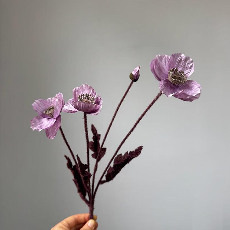 Wu Li Höst Flockad Vallmo Konstgjorda Blommor (5 st)