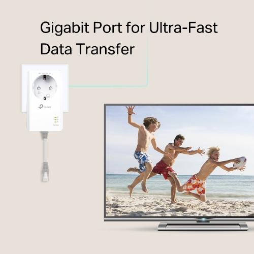TP-Link TL-PA7017P KIT AV1000 Gigabit Passthrough Powerline Starter Kit Ethernet Adapter Kit
