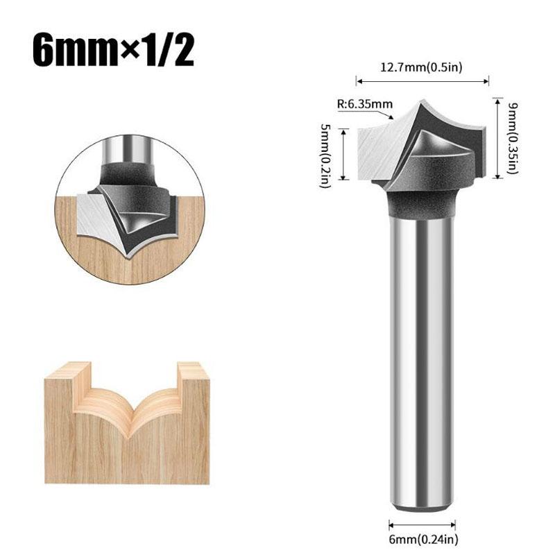 Carbură solidă, tăiată cu vârf rotund, bucăți cu nas rotund, scuturatoare, instrumente, freză pentru prelucrarea lemnului, tijă de 6 mm 1/4 inch