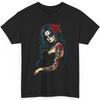 Camiseta Gótica Calavera de Azúcar Gato Negro Día de los Muertos Tatuaje Floral Belleza Oscura