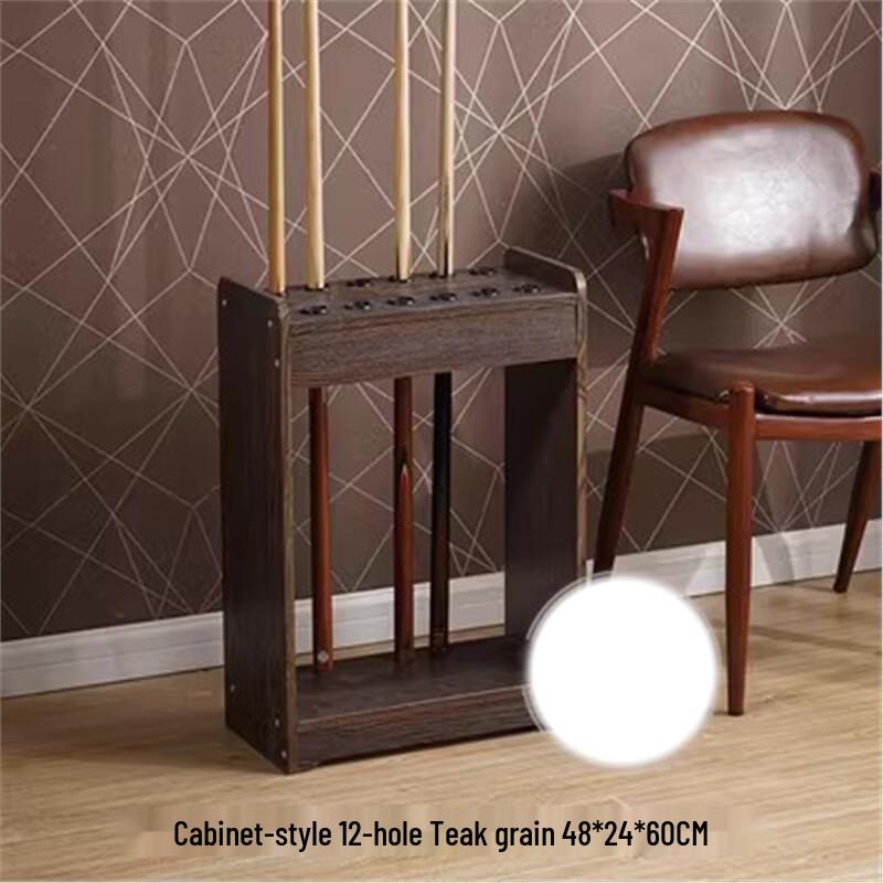 Teak 12-Cue Cabinet Billiard Cue Rack