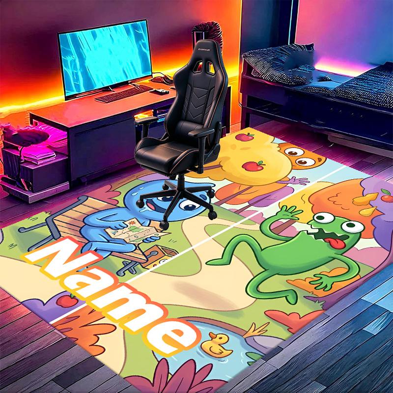 Custom Name Personalized Game Rainbow Friends Print Carpet, Versatile Home Decor Rug, for Playroom, Apartment, Balcony, Entryway, Hallway Gift