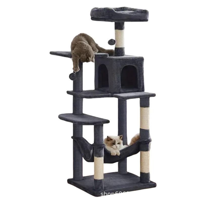Medium Sturdy Sisal Cat Tree with Bed, Scratching Post, Integrated Frame, Toy Platform, and Kitten Supplies