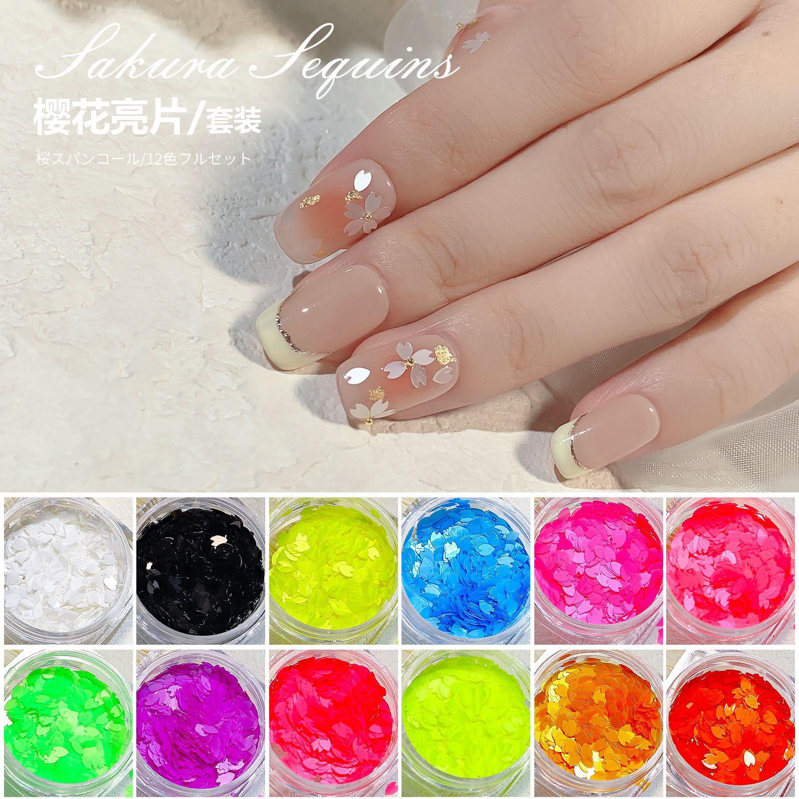 

Новинка 2024 года, японский ультратонкий набор блесток с лепестками сакуры, блестящие матовые блестки для ногтей