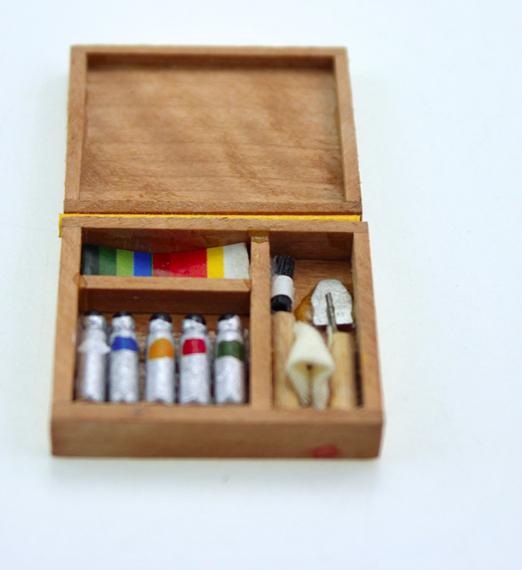 1/6 1/12 Doll House Simulation Miniature Mini Painting Pigment Wooden Box Model Decor
