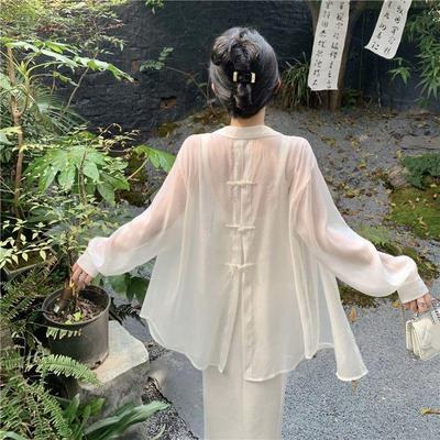 Cardigã de Chiffon Feminino para Protetor Solar de Verão - Estilo Nuan Feng Lai, Manga Longa, Corte Amplo