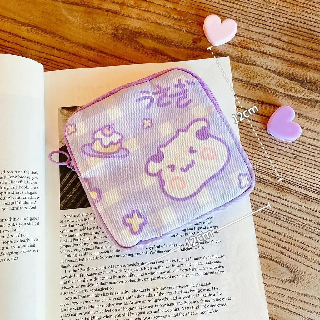 Korean Cute Bear Large Capacity Sanitary Napkin Storage Bags Girls Cartoon Physiological Period Tampon Organiser Bag Mini Bag